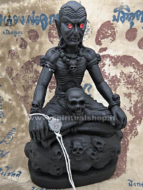 STATUA MAGICA THAI "BLACK KRA KIEW" Il Mago Ruesi Lersi Trasformato UFFICIALE DAL TEMPIO DI SOMPORN con CERTIFICATO BENI CULTURALI THAI (UNICO PEZZO!!!)*