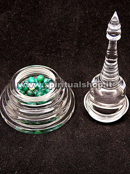 Stupa (media) con Sarira Verde Magica Reliquia Sacra per Attirare Soldi e Benessere