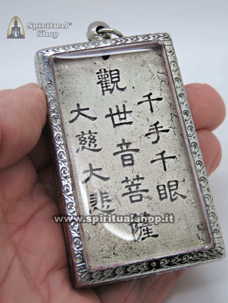 Favoloso e Grosso AMULETO SILVER BUDDHA AVALOKITESVARA POTENTISSIMO contro Malocchio, Fatture, Invidie, Problemi, Perdite Economiche Improvvise. Benedetto Tempio Wat Bang Phra (Unico Pezzo)*