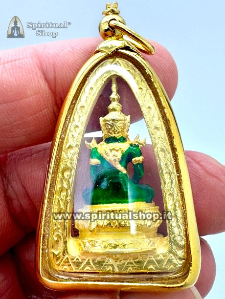 Amuleto Thailandese "BUDDHA DI SMERALDO" Golden per Vita Fortunata, Prosperità, Successo in quello che speri. Ti Meraviglierai per Cose Belle e Inaspettate. Energizzato presso il Tempio Ufficiale del Buddha di Smeraldo (Unico Pezzo)*