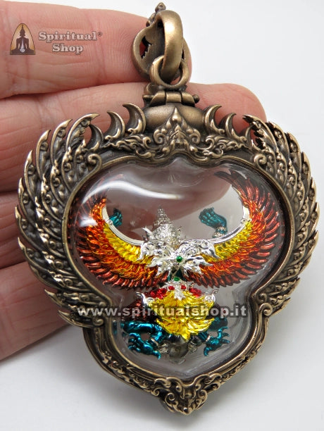 AMULETO THAILANDESE Phra Khrut "GARUDA MILIARDARIO" SUCCESSO, RICCHEZZA, COMANDO ASSOLUTO. Energizzato Cerimonia da LP Phanthamutto (Unico Pezzo)