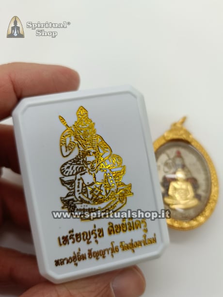 🔥 AMULETO THAILANDESE SAK YANT RUESI SUPER POWER SVILUPPO ENERGIE MENTALI, CARISMI, VEGGENZA, TELECINESI, IMPOSIZIONI A DISTANZA, PROTEZIONE (Veste Minaco con Yants, Temple Box e Certificato Cerimonia) UNICO PEZZO*