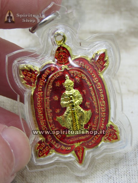 AMULETO THAILANDESE RARA TARTARUGA ROSSA CON WESSUWAN (PROTEZIONE & RICCHEZZA) + GROSSA PHA YANT WESSUWAN ROSSA 21x30cm PRESA DA ME AL TEMPIO DI WESSUWAN REGALO (SOLO 1 PEZZO DISPONIBILE)*