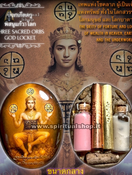 LOCKET THAILANDESE "DIO DELLE 3 SFERE SACRE" Magia Tradizionale del LAOS dei 3 REGNI (Ricchezza, Prosperità, Protezione)