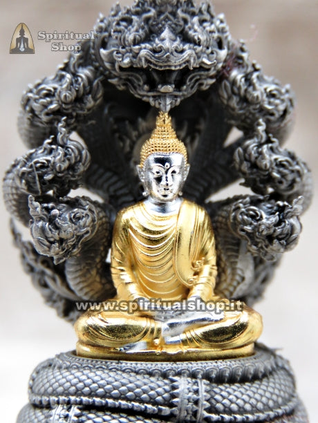SUPERBA STATUINA BUDDHA INVULNERABILITÁ (Per PROTEZIONE e SUCCESSO NELLA VITA) KRING SONORO Completa di Katha e Temple Box Serie Limitata (UNICO PEZZO)
