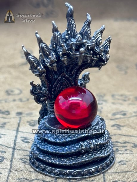 STATUINA THAILANDESE TRONO 7 NAGA con RITUALE SFERA ROSSA per PROTEZIONE PERSONA e DEGLI AMBIENTI (Entra e Leggi)*