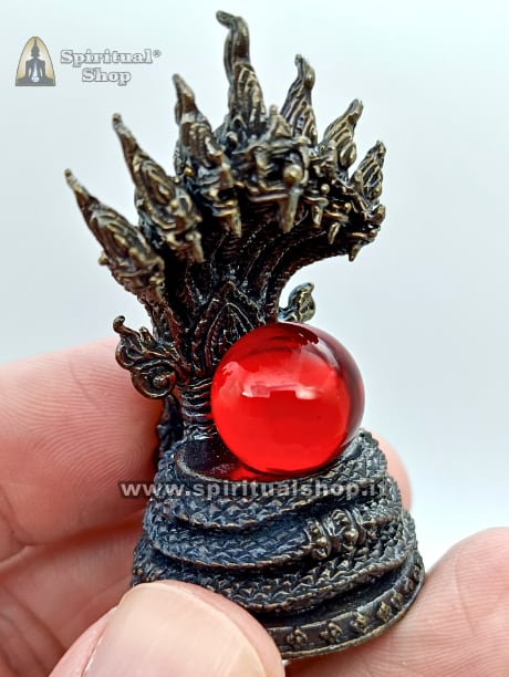 STATUINA THAILANDESE TRONO 7 NAGA con RITUALE SFERA ROSSA per PROTEZIONE PERSONA e DEGLI AMBIENTI (Entra e Leggi)*