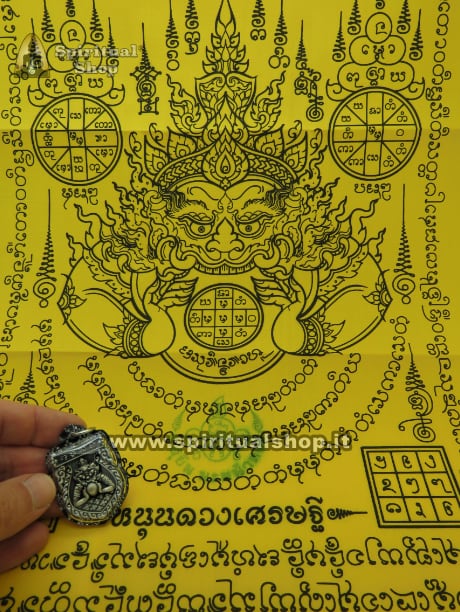 🔥TALISMANO THAILANDESE RAHU PHRA PIDTA SACRED METAL RICCHEZZA, VINCITE, LAVORO E MASSIMA PROTEZIONE + GROSSO PHA YANT RAHU UFFICIALE IN REGALO (150 Euro) PER I PIU' VELOCI*