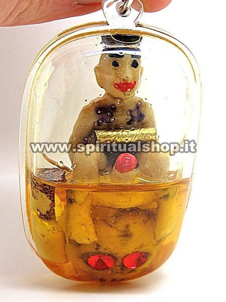 Maestoso e Grosso Amuleto Cambogiano Thai Attrazione Magnetismo Protezione* Takrut e con doppio Olio speciale!