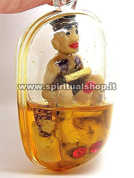 Maestoso e Grosso Amuleto Cambogiano Thai Attrazione Magnetismo Protezione* Takrut e con doppio Olio speciale!