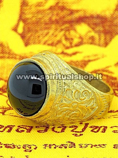 Stupendo Anello Unisex (1 Misure Rimasta Disponibile) in Vero Lek Nam Pee con Tela Monaco Luang Phor Thuad (Spedizione OMAGGIO!) Rimasto Ultimo pezzo!