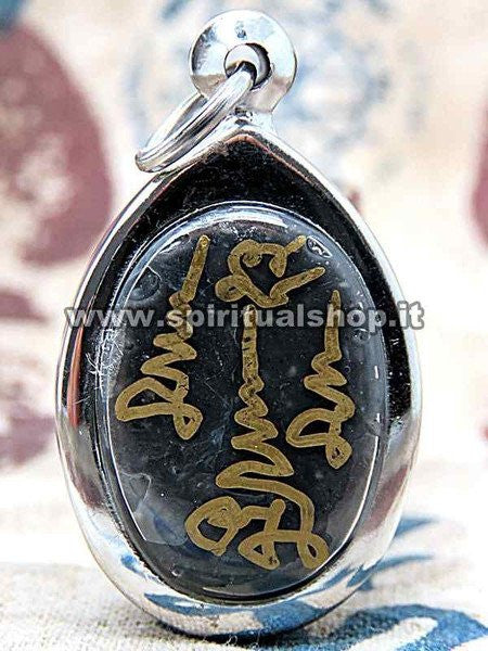 Talismano in Lek Lai Grezzo Qualità 'Kod Koth' in Amuleto Acciaio (Rif. LLR10) 41x24mm