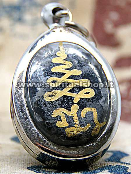 Talismano in Lek Lai Grezzo Qualità 'Kod Koth' in Amuleto Acciaio (Rif. LLR11) 41x24mm