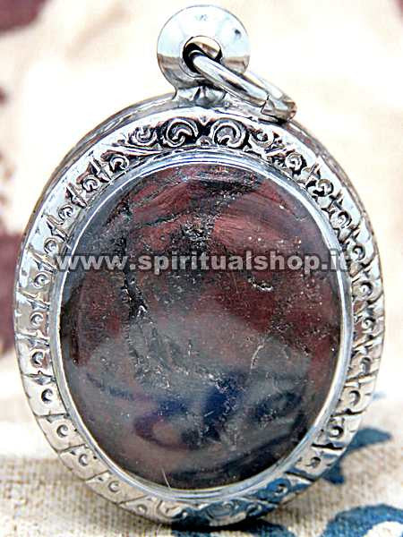 Lek Lai Grezzo Qualità RARISSIMA 'RAINBOW' Nella versione ancora più RARA PURPLE !!! incastonato in Amuleto Acciaio (Rif. LRAINBOW12) 42x30mm APPENA ARRIVATO!