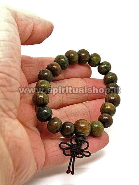 Bracciale Mala Portafortuna legno di Sandalo Benedetto dai Monaci + Tela Sacra in Regalo
