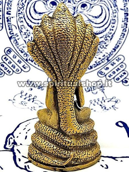 Statua Buddha Naga in Ottone Energizzata da Monaci con certificato Min. Beni Culturali Thailandese!