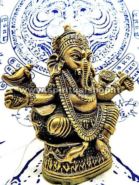 Statua Ganesh (Il distruttore degli Ostacoli e Portatore di Ricchezza) in Ottone Energizzata da Monaci con certificato Min. Beni Culturali Thailandese!