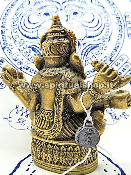 Statua Ganesh (Il distruttore degli Ostacoli e Portatore di Ricchezza) in Ottone Energizzata da Monaci con certificato Min. Beni Culturali Thailandese!