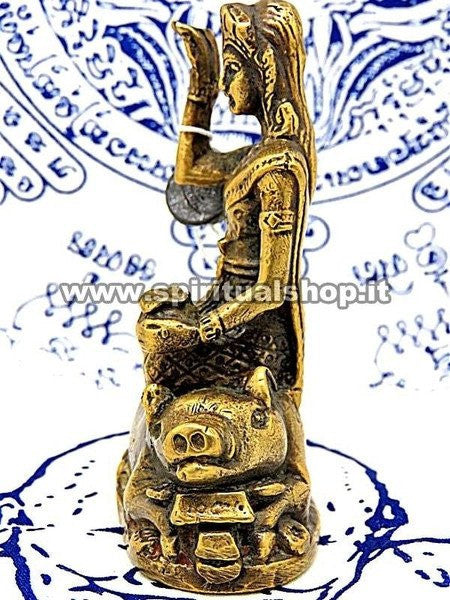 Statua della Dea Nang Kwak Portatrice di Soldi e Ricchezze* in Ottone Energizzata da Monaci con certificato Min. Beni Culturali Thailandese!