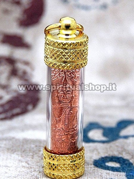 Ciondolo TAKRUT Buddha (Colorazione BRONZO) Ricchezza* Fortuna* Benessere* + Tela Sacra Pha Yant Regalo!
