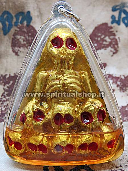 Amuleto Thailandese Necromantico Potenza dei 9 Teschi (Doppio Olio) per Propiziare Flusso di Denaro e Grosse Vincite