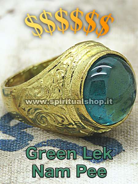 Stupendo Anello Unisex (Scegli la tua Misura) in Vero GREEN LEK NAM PEE Thai Magic Steel per Attrarre a te Soldi*