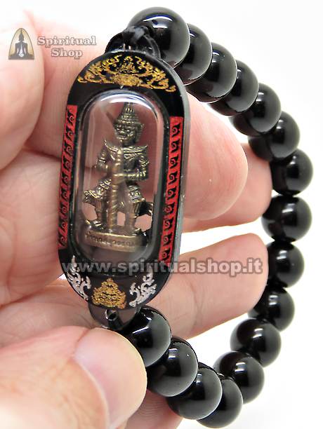 BRACCIALE "MALA" WESSUWAN PIETRA NERA SACRA GROTTA SUD THAILANDIA MASSIMA PROTEZIONE!!! (Elastico va bene per tutti i Polsi) ULTIMO RIMASTO!