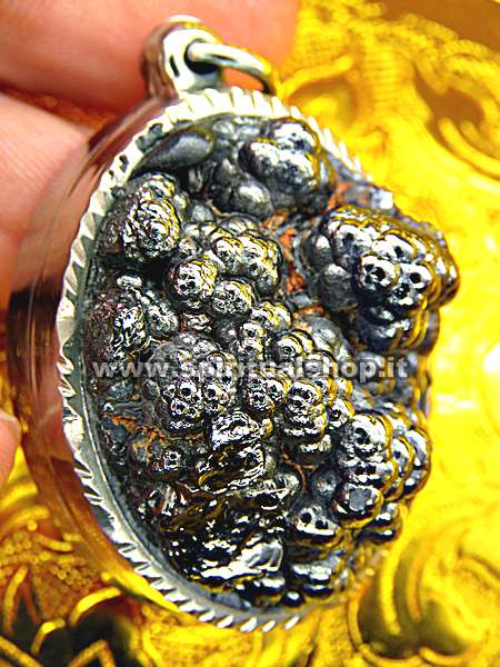 Talismano in LEK LAI GROSSO SUPER BUBBLED Grezzo Qualità 'Kod Koth' in Amuleto Acciaio (Rif. LL14) 40x28mm Appena Arrivato!