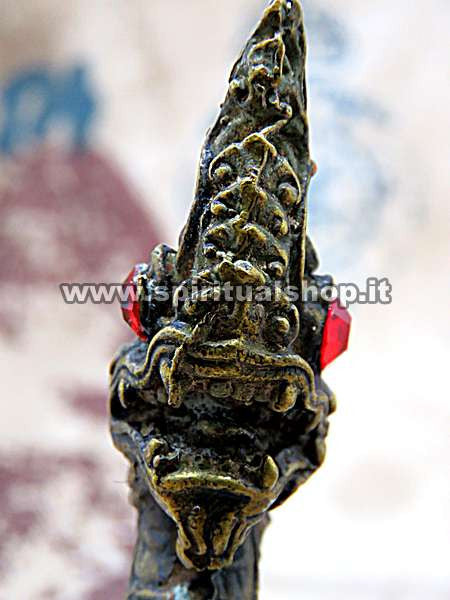 Statuina NAGA in Ottone per PROTEZIONE FAMIGLIA, Ufficio o Negozio contro Invidia, Energie Negative, Fatture e Magia Nera Sventure* + Tela Sacra del Tempio Energizzata in REGALO