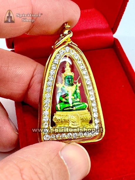 Amuleto Thailandese "BUDDHA DI SMERALDO" Golden per Vita Fortunata, Prosperità, Successo in quello che speri. Ti Meraviglierai per Cose Belle e Inaspettate. Energizzato presso il Tempio Ufficiale del Buddha di Smeraldo (Unico Pezzo)*