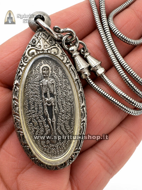 Amuleto Thailandese Celestial Prai Skull Protezione Guida Successo Fortuna con Collana Deluxe Cerimonia Ufficiale (Unico Pezzo)