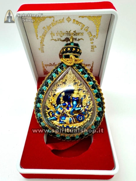 AMULETO THAILANDESE "GANESH AURUM BLUE" FORTUNA, SUCCESSO, RICCHEZZA (ARTIGIANALE 1 SOLO AL MONDO) PEZZO SUPER TOP!!!