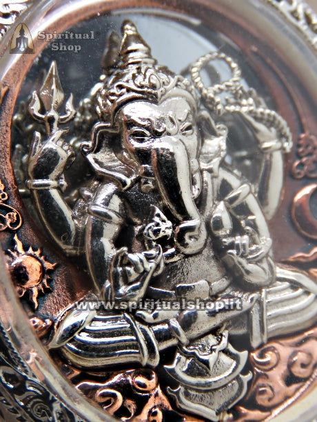 Amuleto Thailandese Ganesh: Protettore con Specchio di Schermatura dalle Negatività e Catalizzatore di Abbondanza (Unico Pezzo)