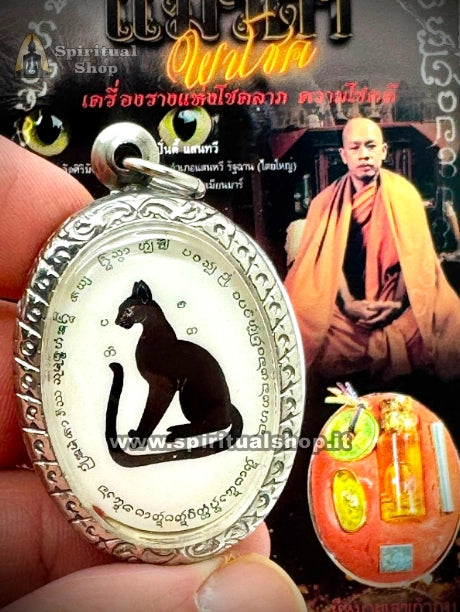 Amuleto Thailandese GATTO NERO MAGICO - Adottalo! Portafortuna per RICCHEZZA e PROTEZIONE