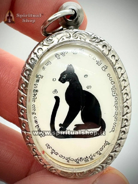 Amuleto Thailandese GATTO NERO MAGICO (Maew dam wi-set) - Adottalo! Portafortuna per RICCHEZZA e PROTEZIONE (Unico Pezzo!)