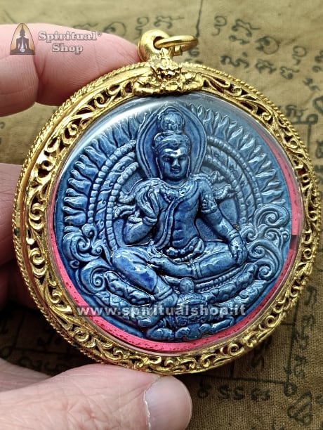 amuleto thailandese Grand Buddha Blue Ceramic