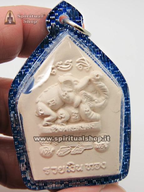 Amuleto Thailandese KHUN PAEN BLUE CERAMIC da Collezione (Monaco LP Pu Up anno 2008) Indossalo per Richiamare RICCHEZZA e ATTRAZIONE (Unico Pezzo)