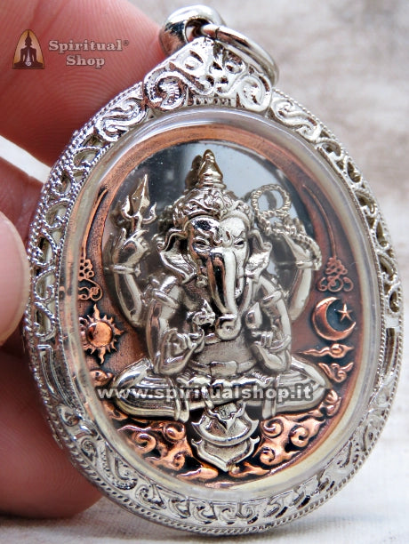 Amuleto Thailandese Ganesh: Protettore con Specchio di Schermatura dalle Negatività e Catalizzatore di Abbondanza