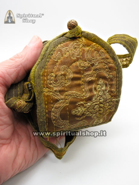 Amuleto TIBETANO 10 SIMBOLI BUON AUSPICIO con Finestra con Immagine SACRA. Massima Protezione Benedetto nel Tempio da Lama Tibetano (Unico Pezzo)