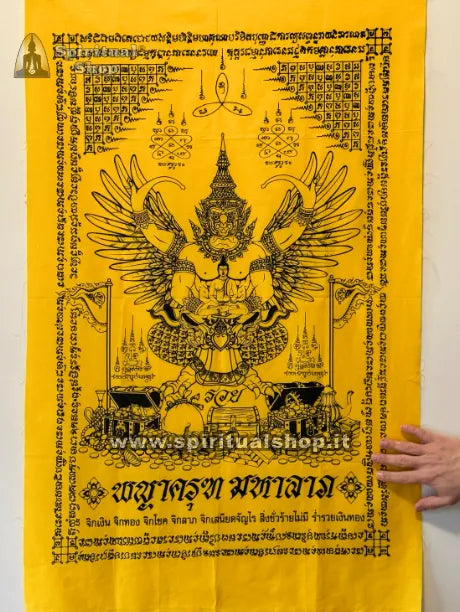ENORME PHA YANT SACRO DI GARUDA ENERGIZZATO per RICCHEZZA, VINCITE, PROSPERITA', PROTEZIONE Misura 113x70cm (Unico Pezzo)