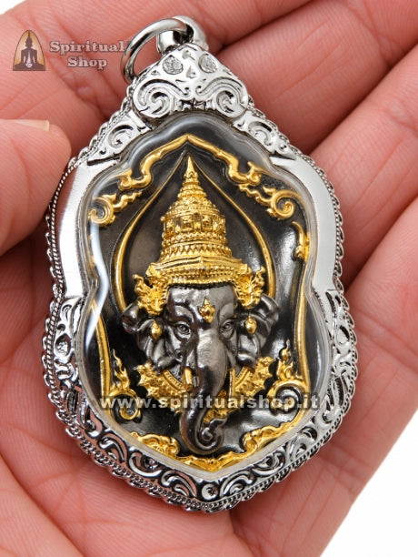 Talismano Thailandese GOLDEN LORD GANESHA per FELICITÀ, SUCCESSO, RIMOZIONE OSTACOLI, REALIZZAZIONE DESIDERI. Da Ajarn Phattarayano Bhikkhu tempio Wat Tham Chia Mongkhon (Unico Pezzo)