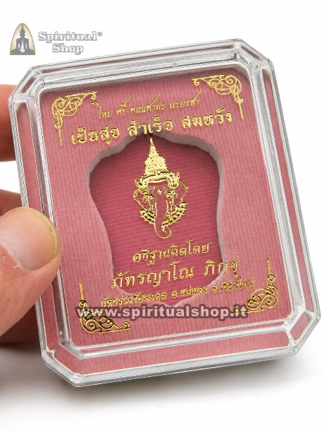 Talismano Thailandese GOLDEN LORD GANESHA per FELICITÀ, SUCCESSO, RIMOZIONE OSTACOLI, REALIZZAZIONE DESIDERI. Da Ajarn Phattarayano Bhikkhu tempio Wat Tham Chia Mongkhon (Unico Pezzo)