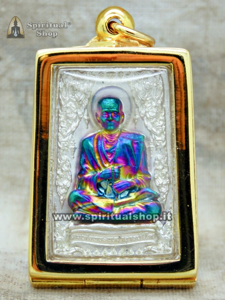 TALISMANO THAILANDESE SOMDEJ RAINBOW POWER MONK (RICCHEZZA e PROTEZIONE al LIVELLO MASSIMO) UNICO PEZZO con TEMPLE BOX
