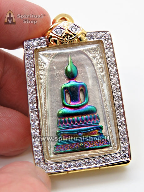 TALISMANO THAILANDESE SOMDEJ RAINBOW POWER MONK (RICCHEZZA e PROTEZIONE al LIVELLO MASSIMO) UNICO PEZZO con TEMPLE BOX