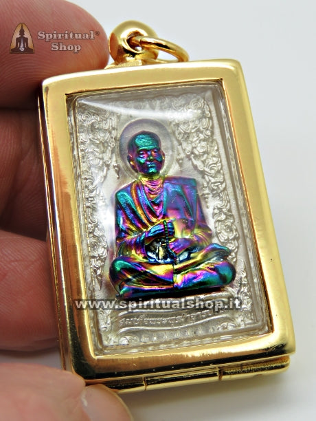 TALISMANO THAILANDESE SOMDEJ RAINBOW POWER MONK (RICCHEZZA e PROTEZIONE al LIVELLO MASSIMO) UNICO PEZZO con TEMPLE BOX