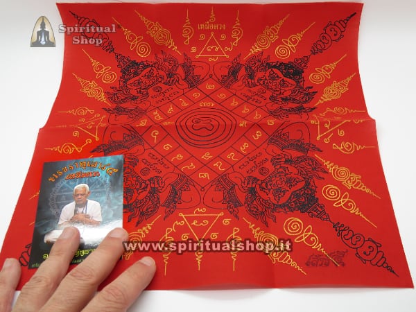 Talismano Thailandese RAHU MOKLOK FULL YANTS Specifico per GROSSE VINCITE (Giochi, Scommesse, Gratta e Vinci, Lotto...) con Magnifico PHA YANTS ROSSO in Regalo (Unico Pezzo)*