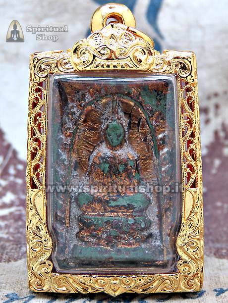 Amuleto Thailandese Green Jade Golden Somdej