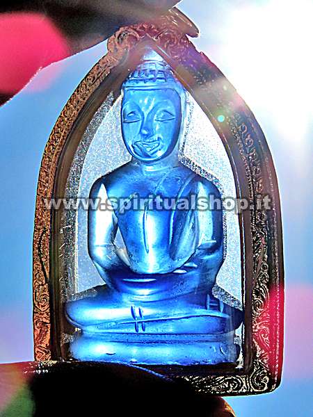 Buddha Blue grosso Amuleto in Raro CRISTALLO DI QUARZO BLU scolpito a mano Porta FELICITA' ed Energia Positiva* al suo prossimo possessore! Dal Lontano BURMA!!!
