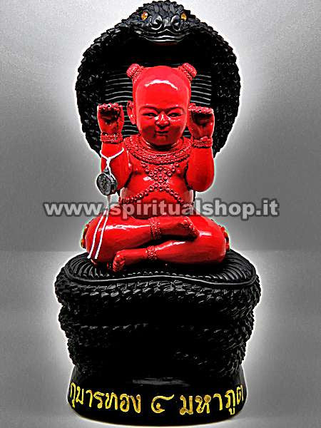 Kuman Thong ROSSO Potente con Cobra Naga Statua Divinatoria + 5 Banconote del Tempio Regalo (UNO DEI PIU' DESIDERATI AFFRETTATI!)