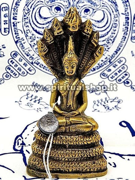 Statua Buddha Naga in Ottone Energizzata da Monaci con certificato Min. Beni Culturali Thailandese!